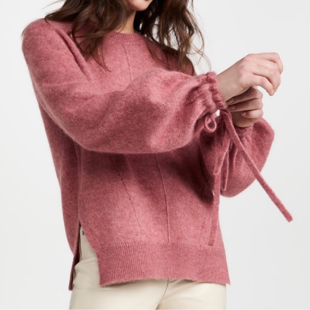 3.1 Phillip Lim Lofty Shirred Cuff Alpaca Blend Sweater XS can fit bigger NWT